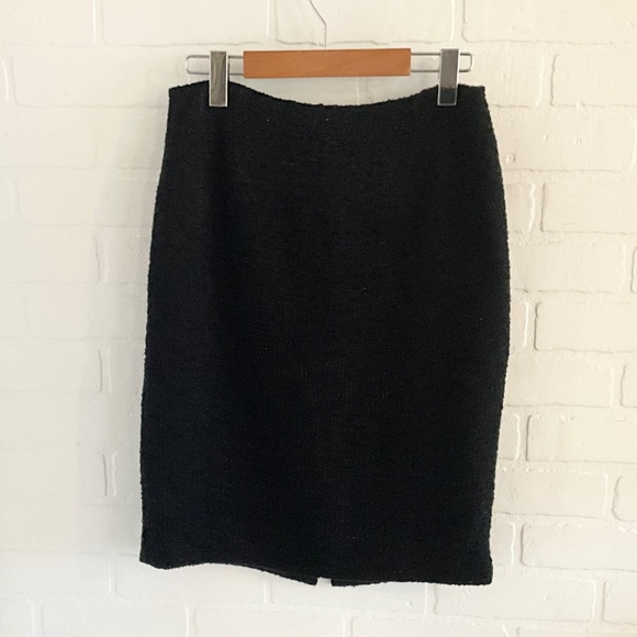 Vintage Luisa Spagnoli Pencil Skirt Tweed Black Metallic Business Casual Sz M - Picture 4 of 13